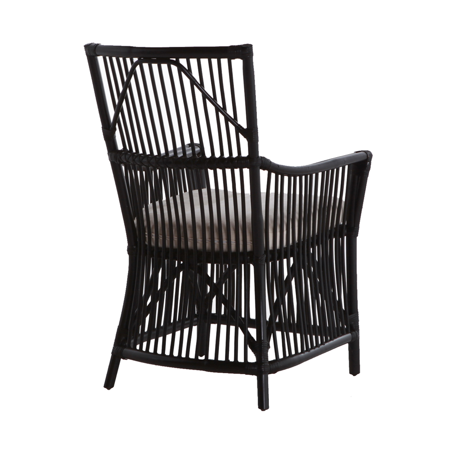 CH134 Black Rattan Chair With Cushion Laxholm Furniture